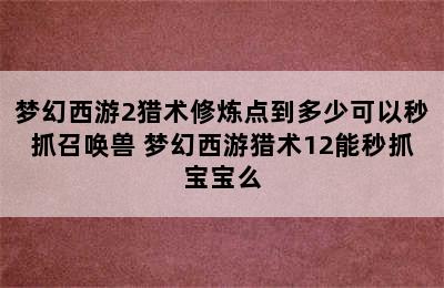 梦幻西游2猎术修炼点到多少可以秒抓召唤兽 梦幻西游猎术12能秒抓宝宝么